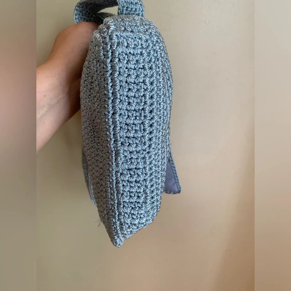 The sak knitted crochet y2k purse, light blue knit shoulder bag mini - Picture 6 of 9